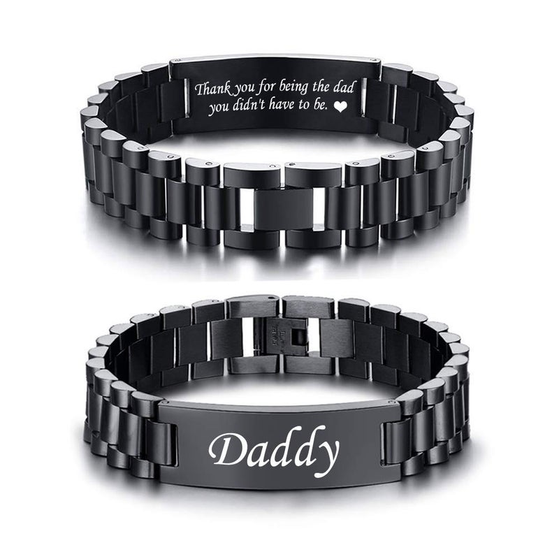 VNOX Personalized Engraved Dad Jewelry Gifts for Dad Daddy Father form Daughter Son for Father Day Birthday Day Masculine Stainless Steel Link Bracelet - Image 1